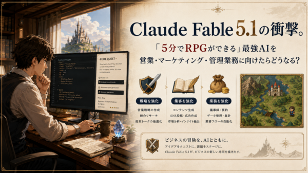 Claude Fable 5.1の衝撃。「5分でRPGができる」最強AIを営業・マーケティング・管理業務に向けたらどうなる？